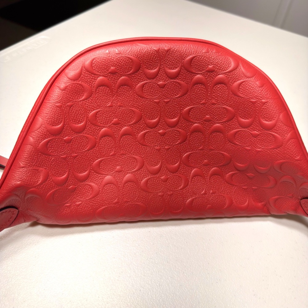 Coach Court Belt Bag Red Signature Embossed Leather Fanny Pack Waist Bag F84711 - Picture 5 of 15